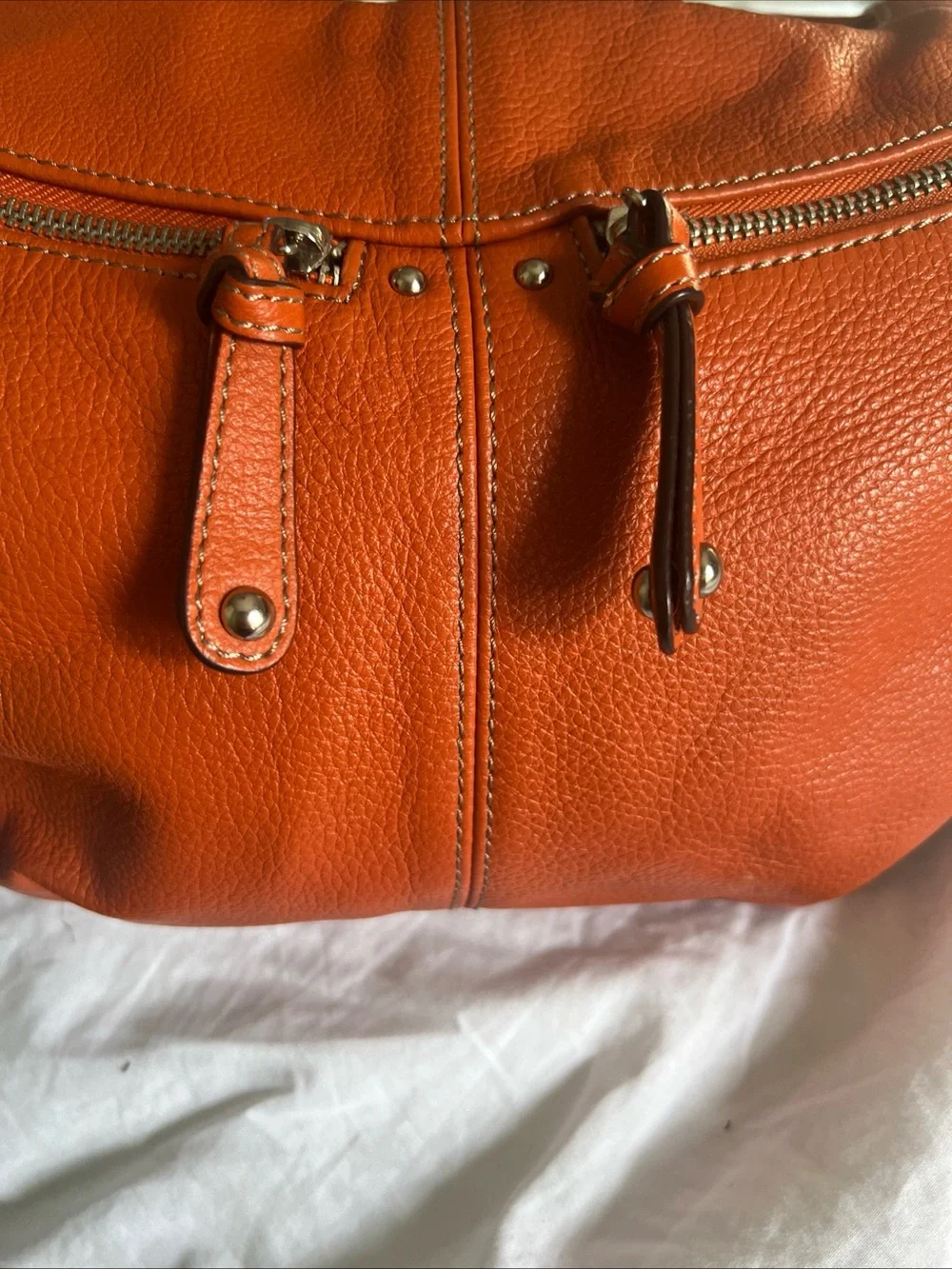 VTG Tignanello BRICK Leather Shoulder Bucket Bag Hobo EUC Almost Fall Ya All